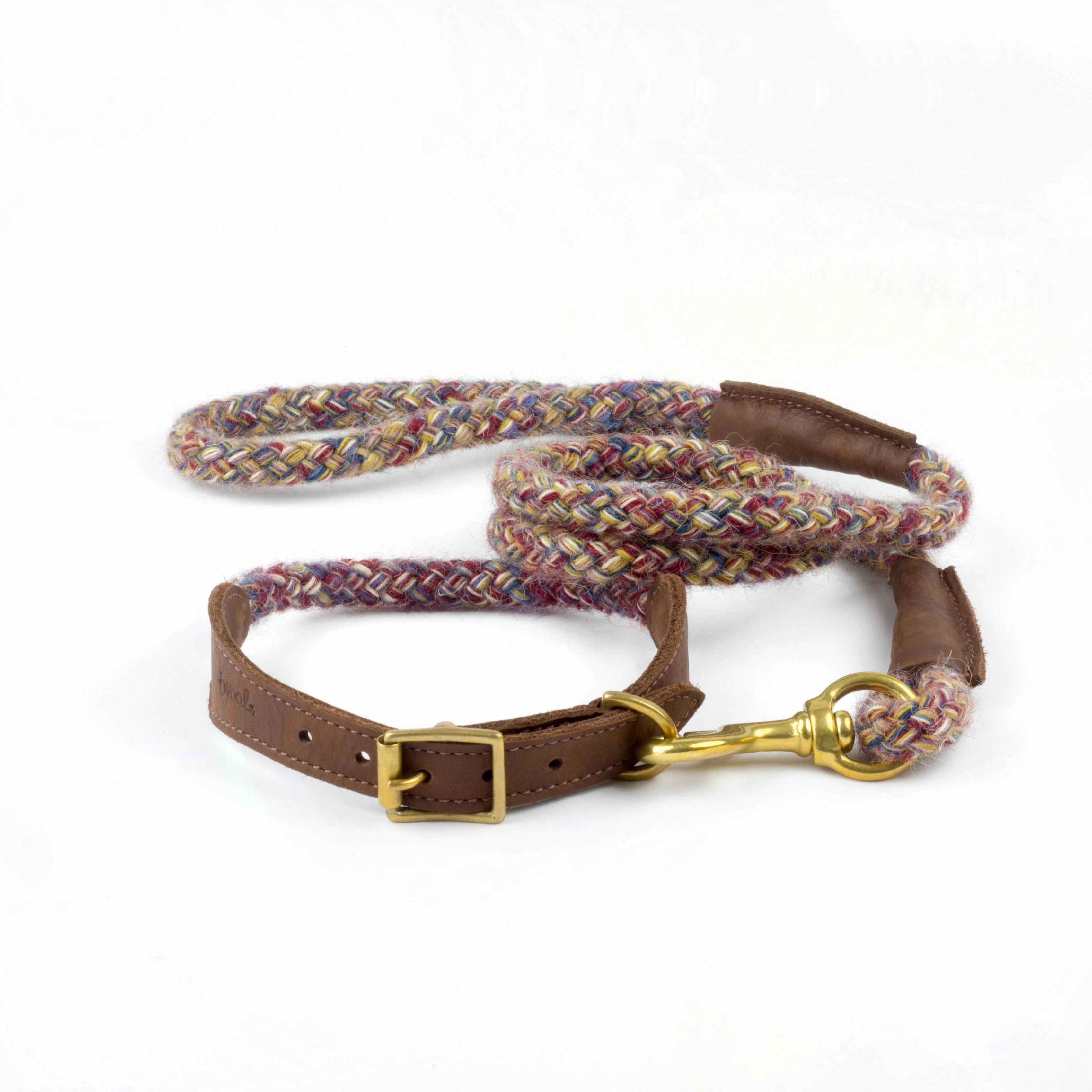 Purple Multi Braided 100% British Wool Dog Collar