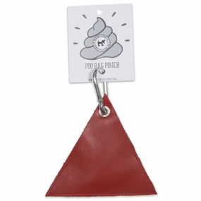 Red Triangle Leather Poo Bag Pouch