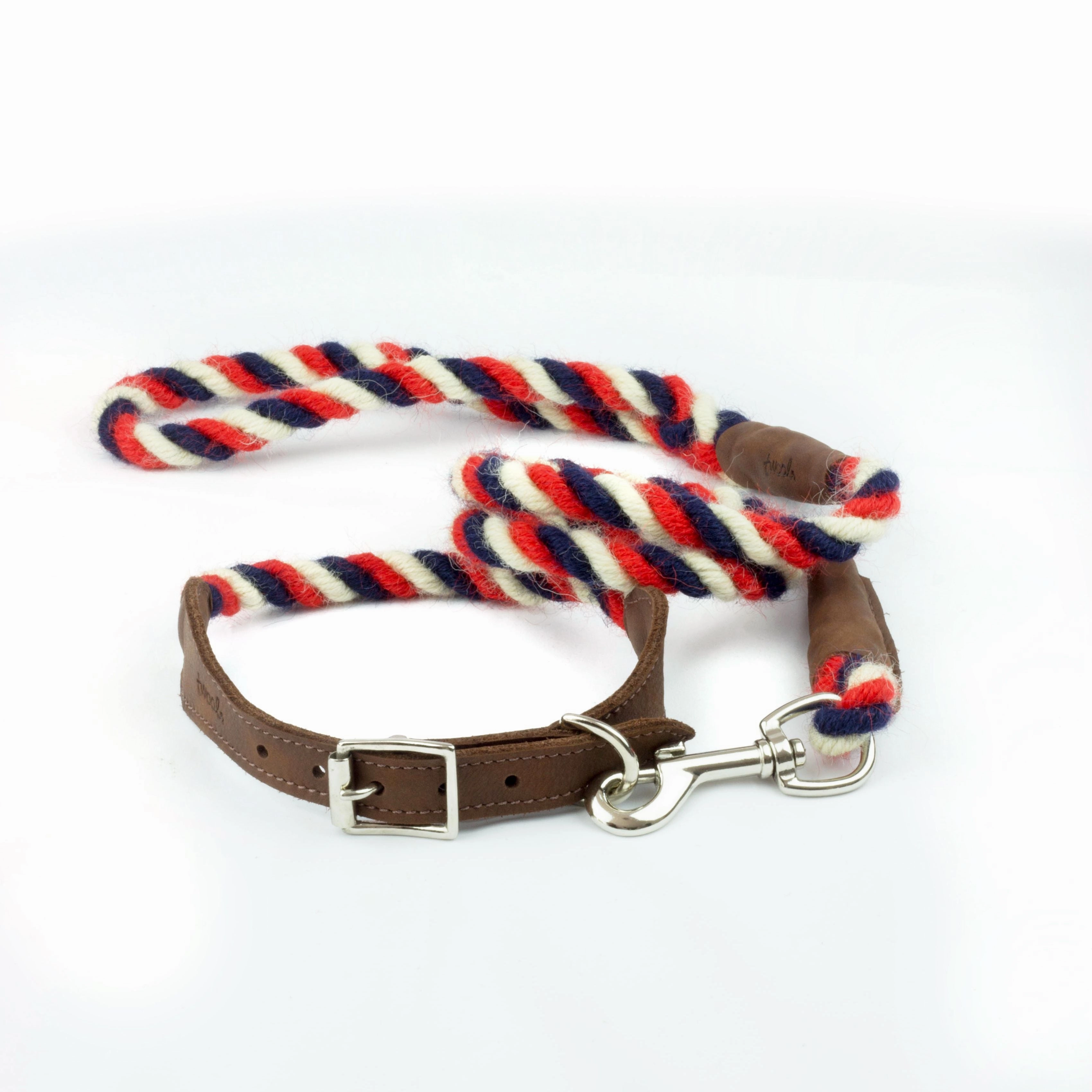 Red, White and Blue 100% British Wool Dog Collar