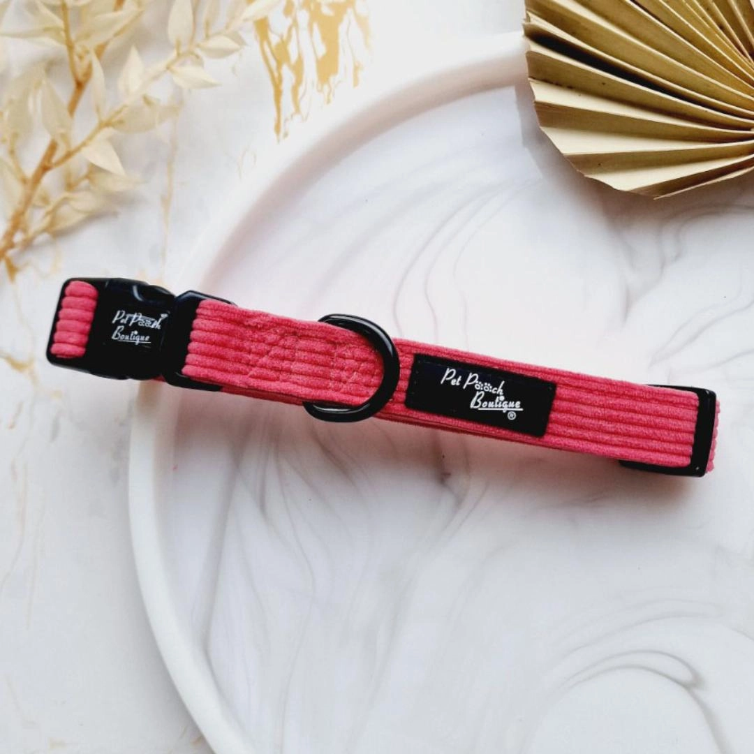 Rose Pink Cord Dog Collar