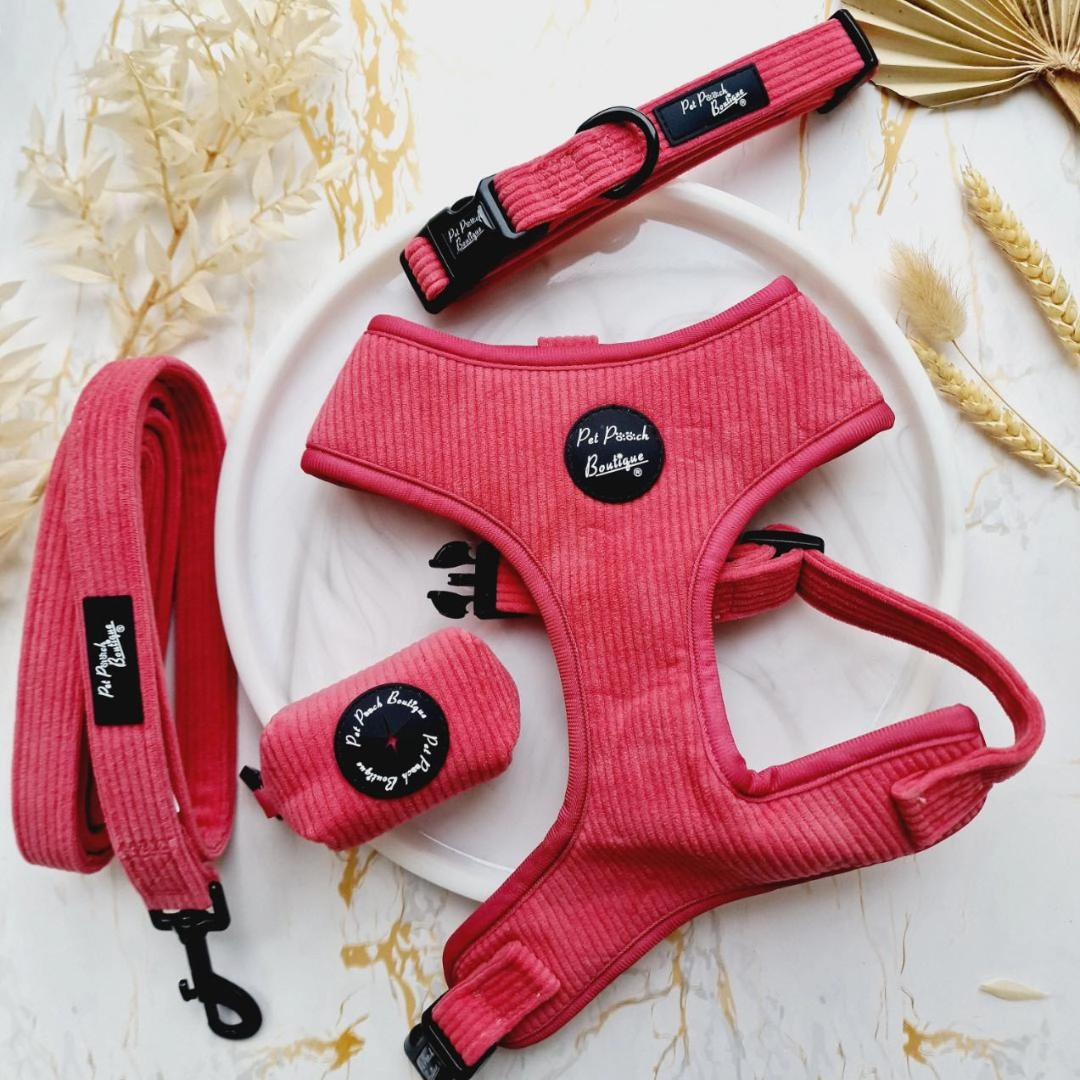 Rose Pink Cord Dog Harness