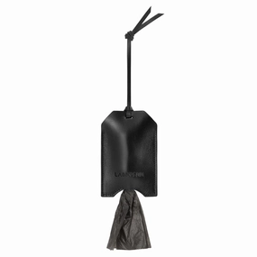 Saku Natural Italian Black Leather Poo Bag Dispenser by Labbvenn
