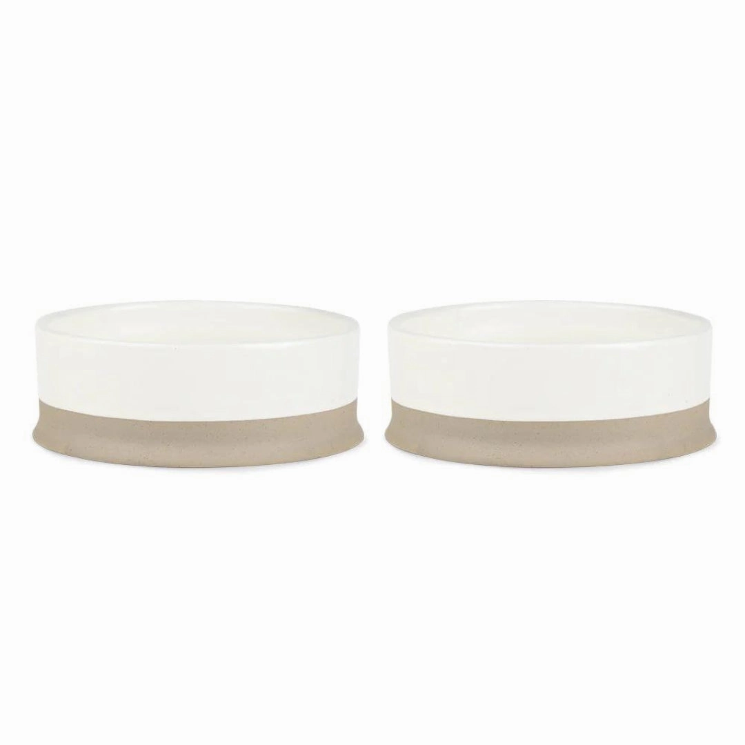 Scandi 2 Piece Non Tip Pet Food & Water Bowl - Cream