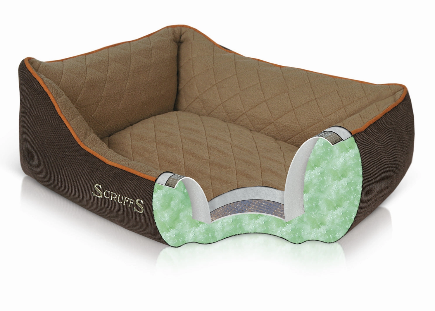 Scruffs Thermal Box Dog Bed Brown & Tan