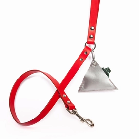 Silver Leather Triangle Poo Bag Pouch