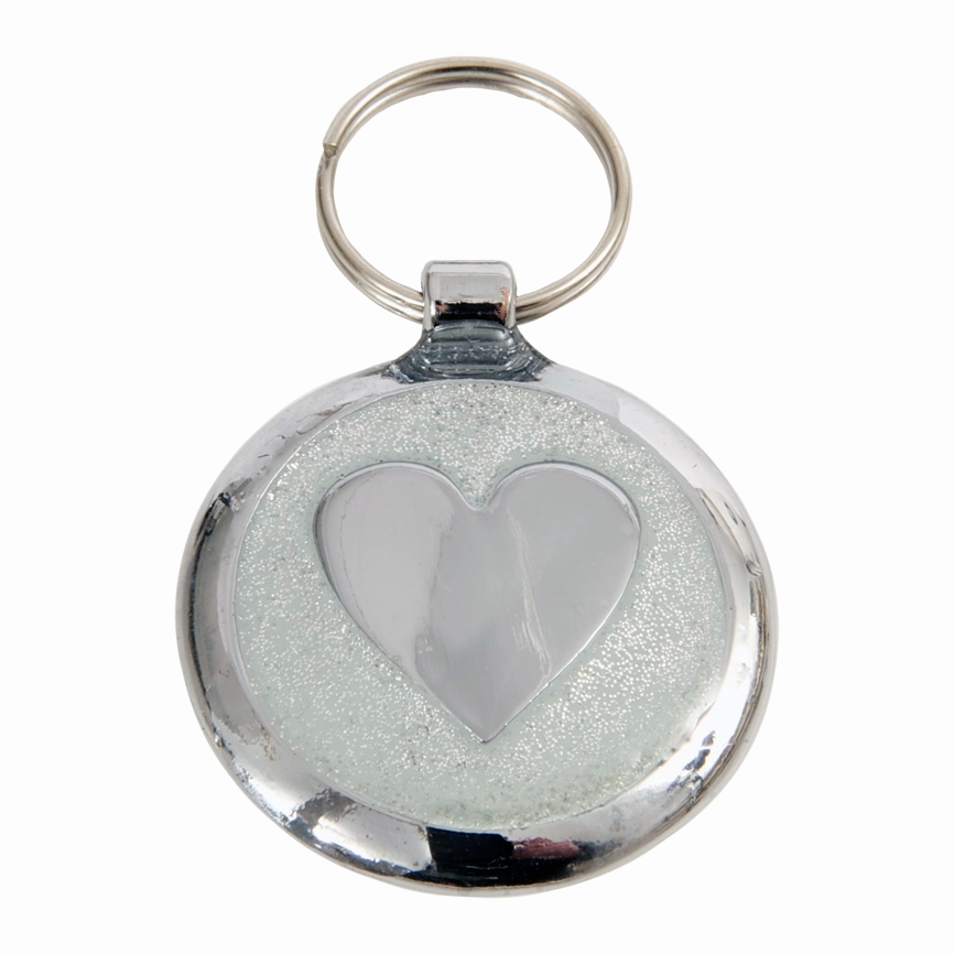 Silver Sparkle Heart Small 20mm Designer Dog Tag Shimmer Range
