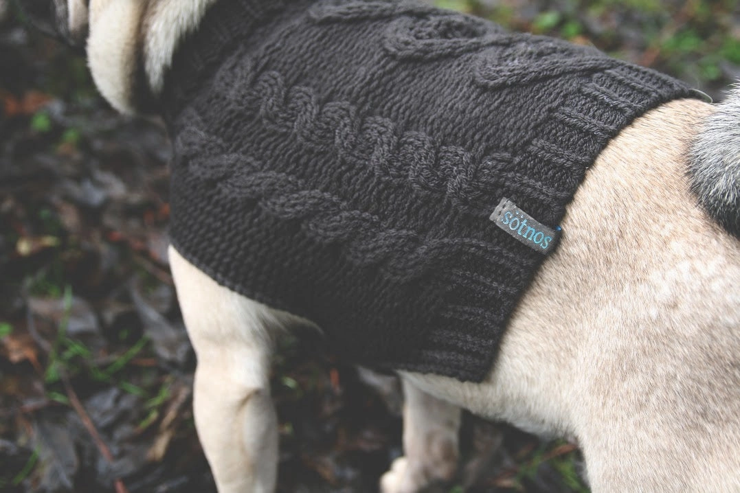 Slate Grey Cable Knit Dog Jumper by Sotnos