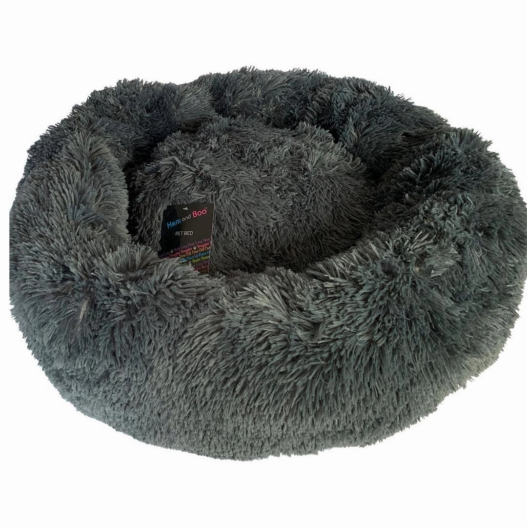 Slate Grey Relaxation Calming Donut Dog Bed