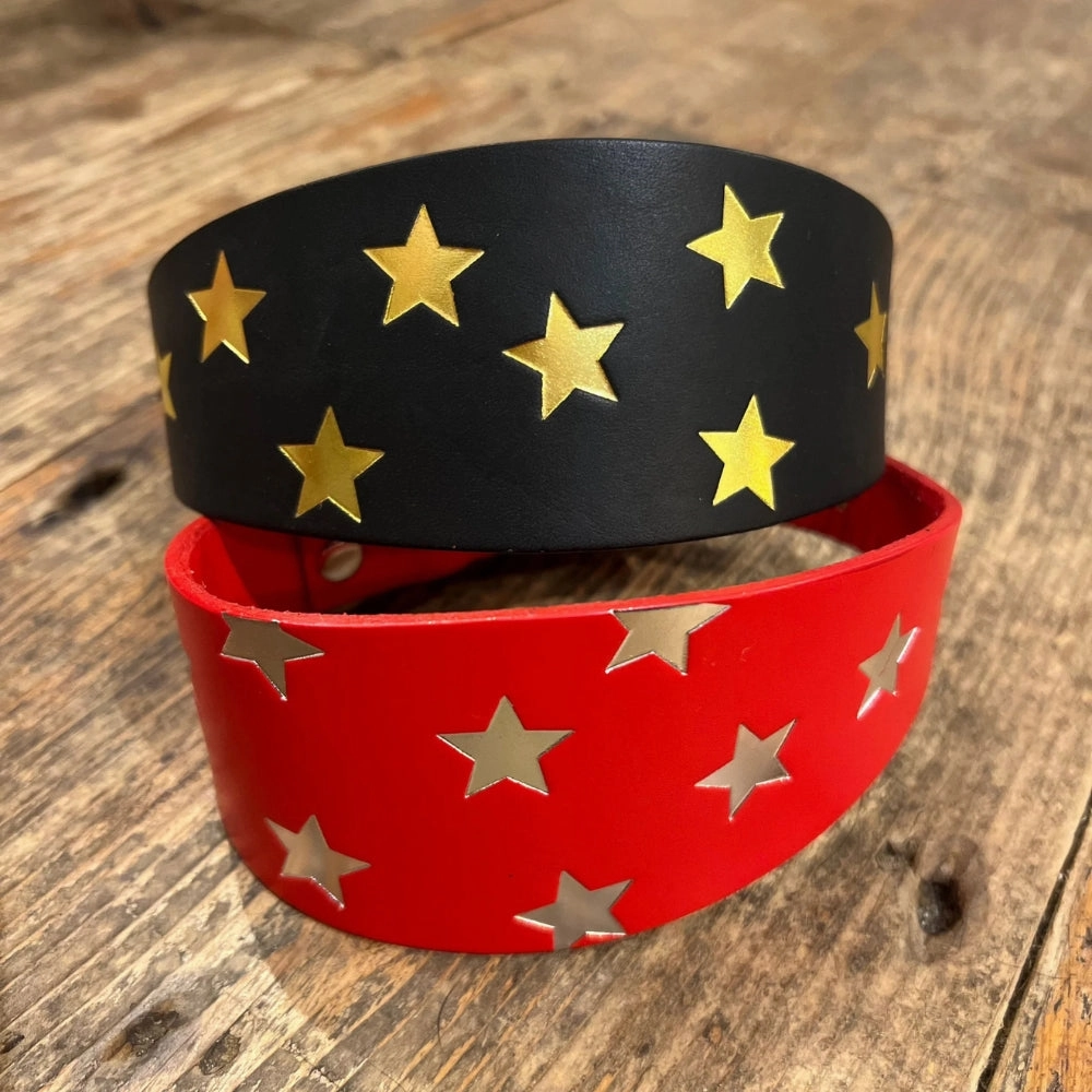Star Print Leather Dog Collars