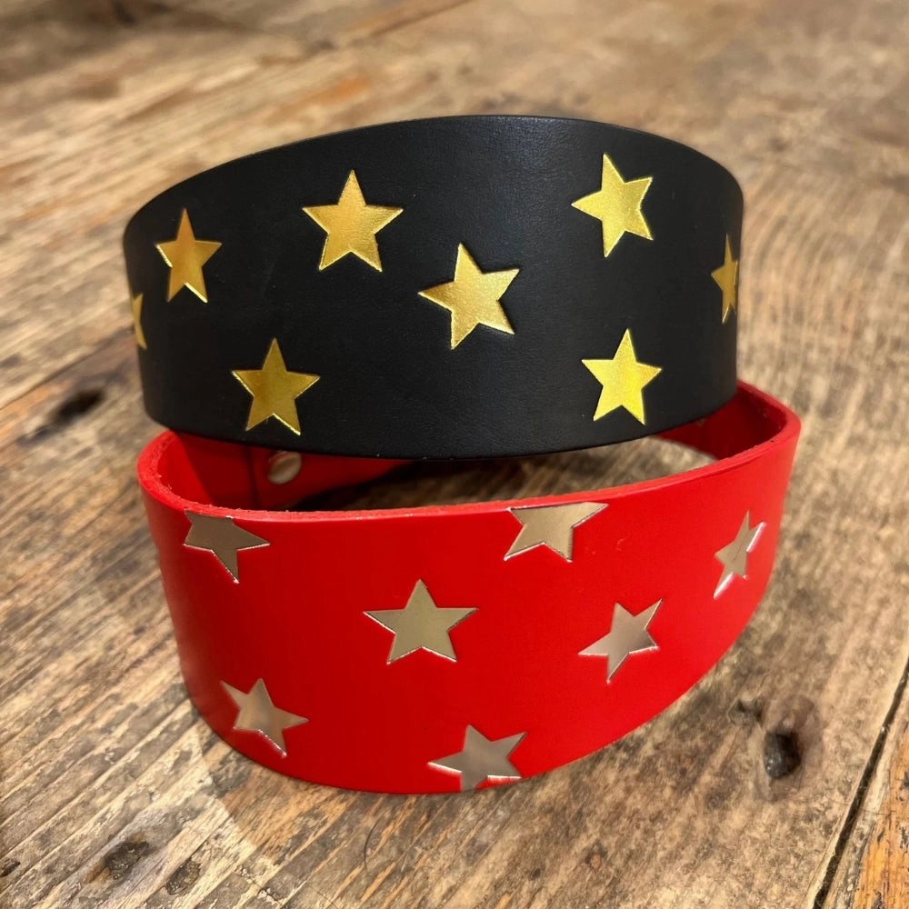 Star Print Leather Dog Collars