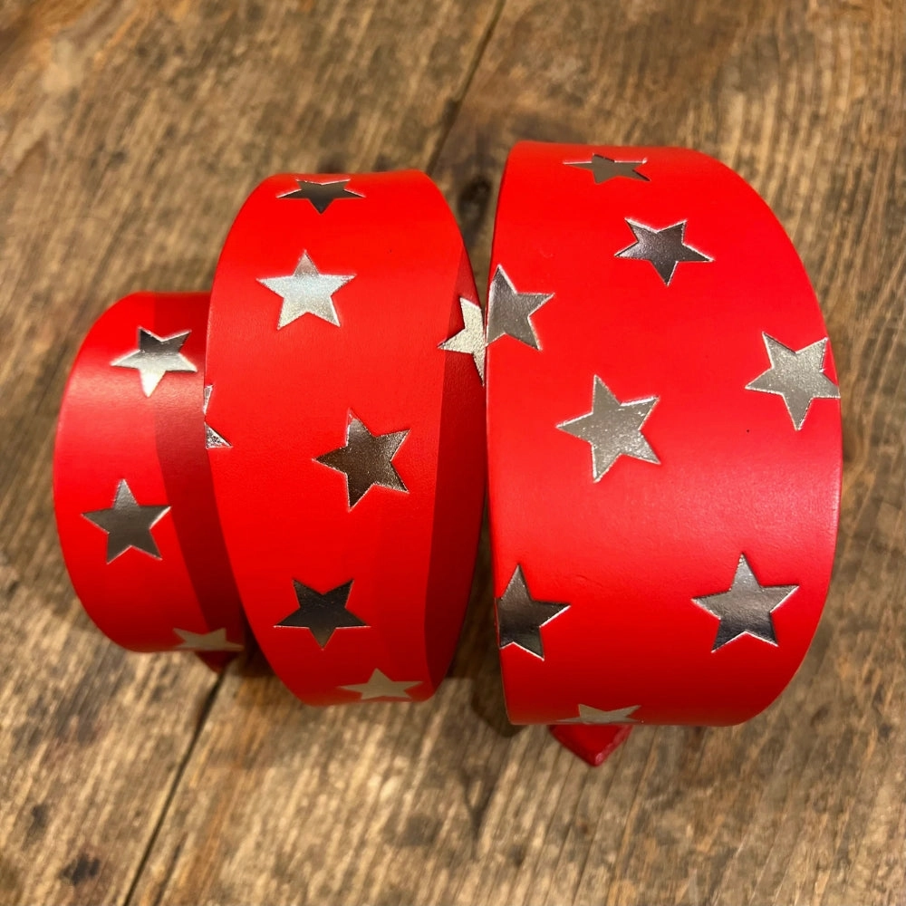 Star Print Leather Dog Collars