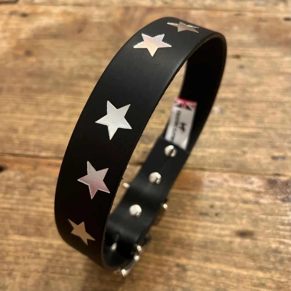 Star Print Leather Dog Collars