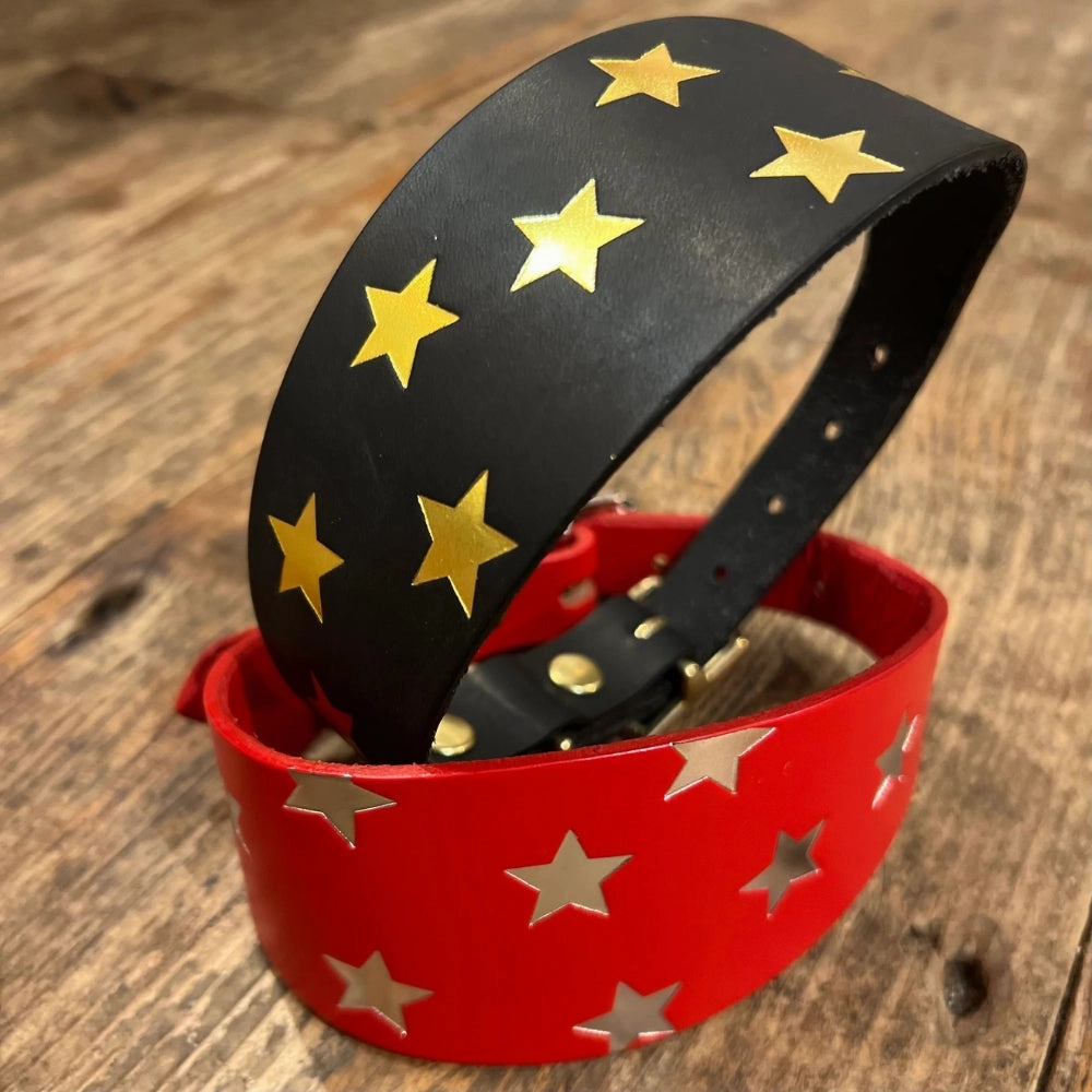 Star Print Leather Dog Collars