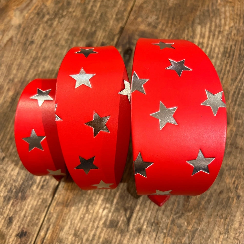 Star Print Leather Dog Collars