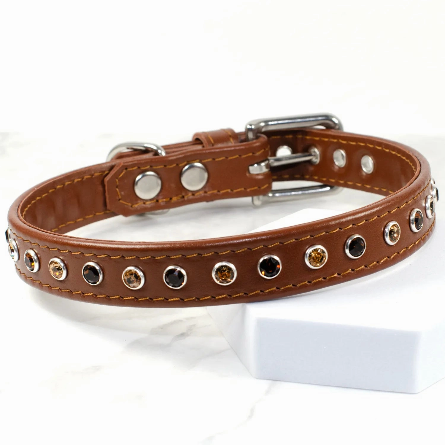 Straight Flush Diamante Dog Collar by Petiquette
