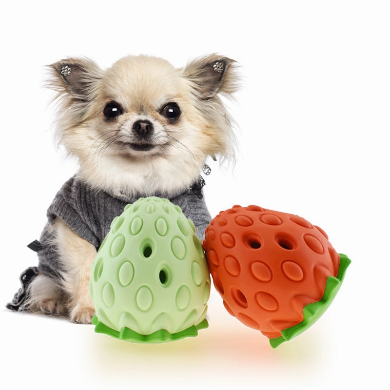 Strawberry-Shaped Treat Dispensing Toy