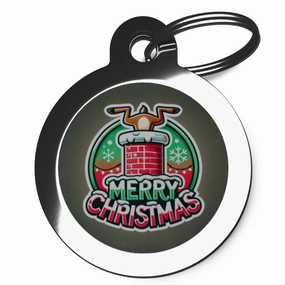 Stuck In Chimney Christmas Dog Tag