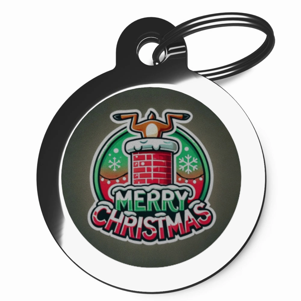 Stuck In Chimney Christmas Dog Tag