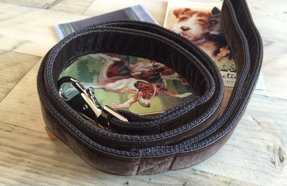 Sydney Velvet Lined Tweed Bow Wow Wow Tie Designer Dog Collar