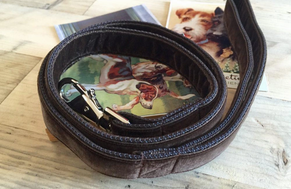 Sydney Velvet Lined Tweed Bow Wow Wow Tie Designer Dog Collar