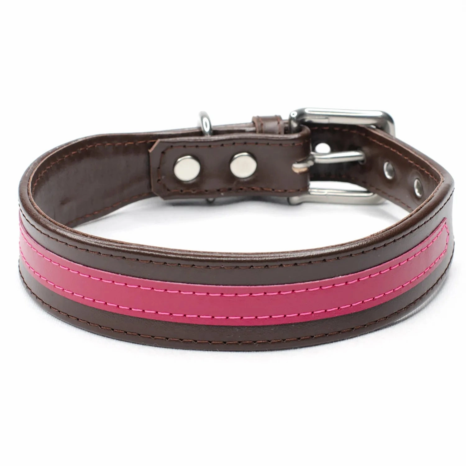 The Strip Thick Leather Dog Collar by Petiquette