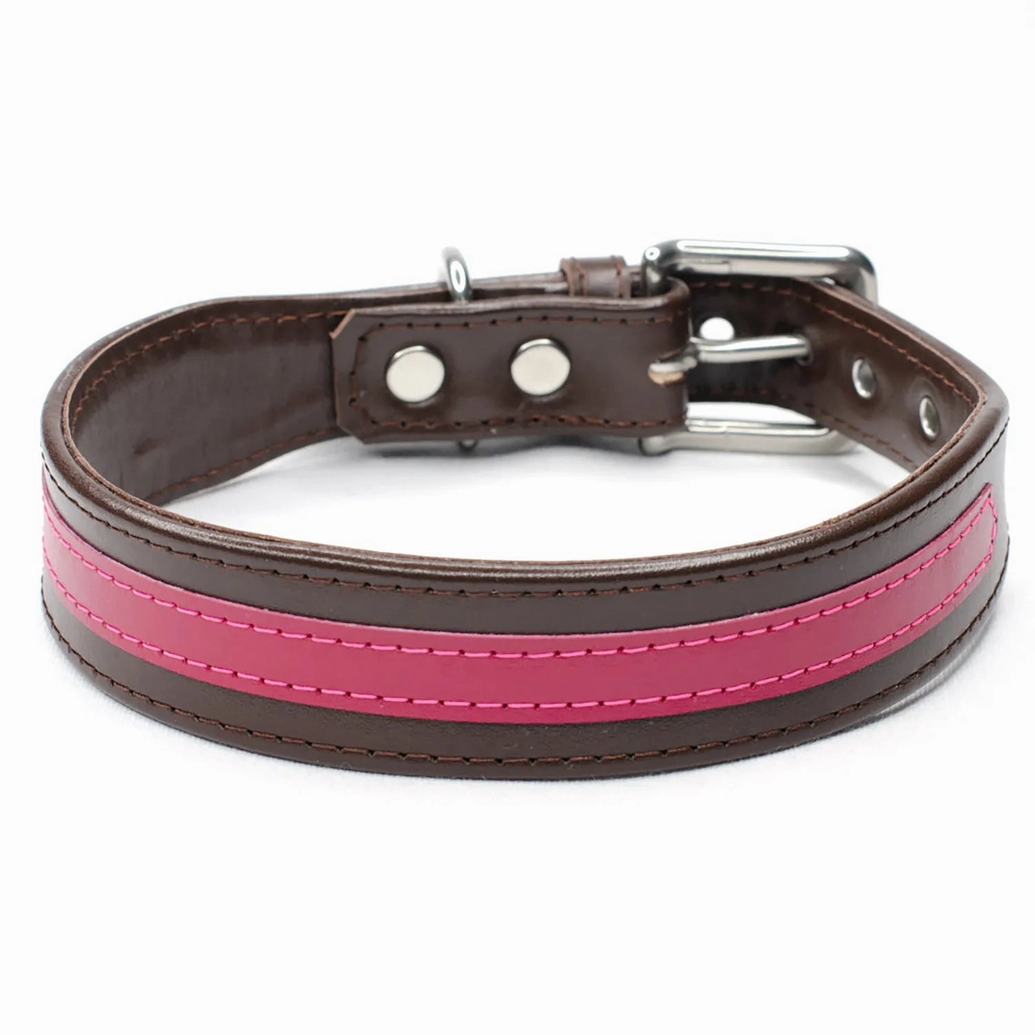 The Strip Thick Leather Dog Collar by Petiquette