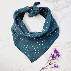 Thistle Green Dots Muslin Dog Bandana