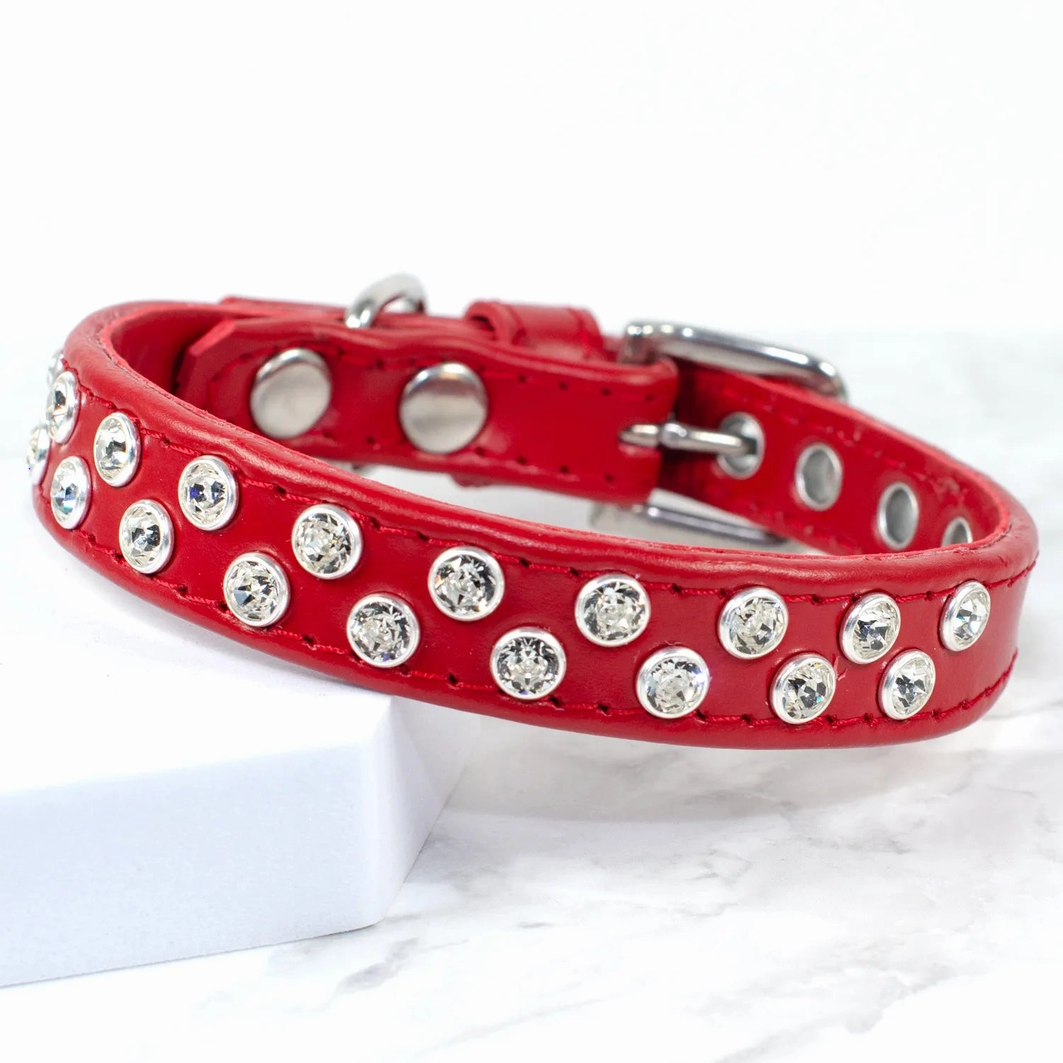 Tilted Brilliance Rhinestone Dog Collar by Petiquette