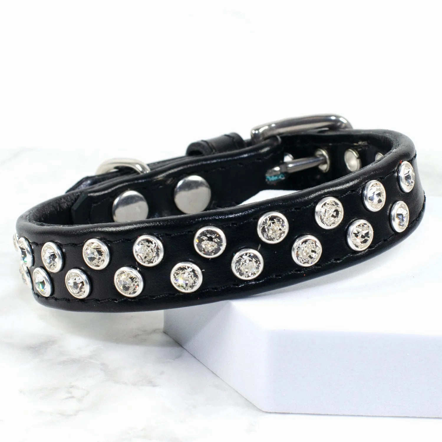 Tilted Brilliance Rhinestone Dog Collar by Petiquette