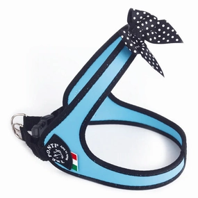 Tre Ponti Easy Fit Fashion Light Blue Dog Harness with Polka Dot Bow