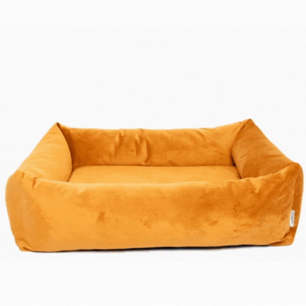 Velvet Burnham Bolster Dog Bed - Burnt Orange