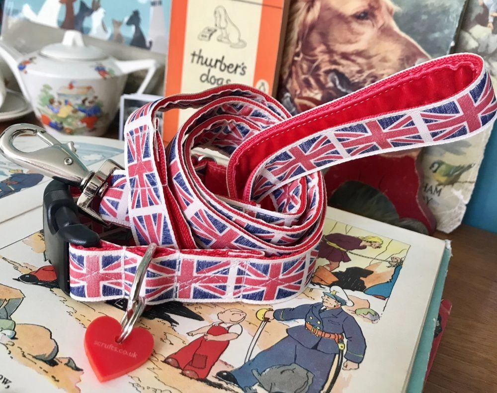 Vintage Union Jack Dog Collar and Lead Set