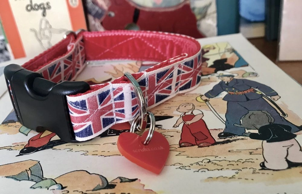 Vintage Union Jack Dog Collar and Lead Set