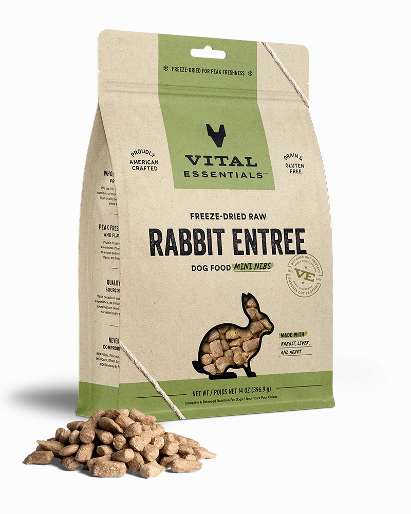 Vital Essentials Freeze-Dried Rabbit Mini Nibs Dog Food 14oz