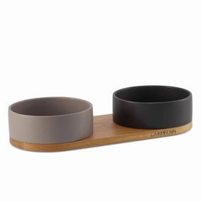 Vuku Ceramic Double Dog Buffet Feeder Bowls by Labbvenn