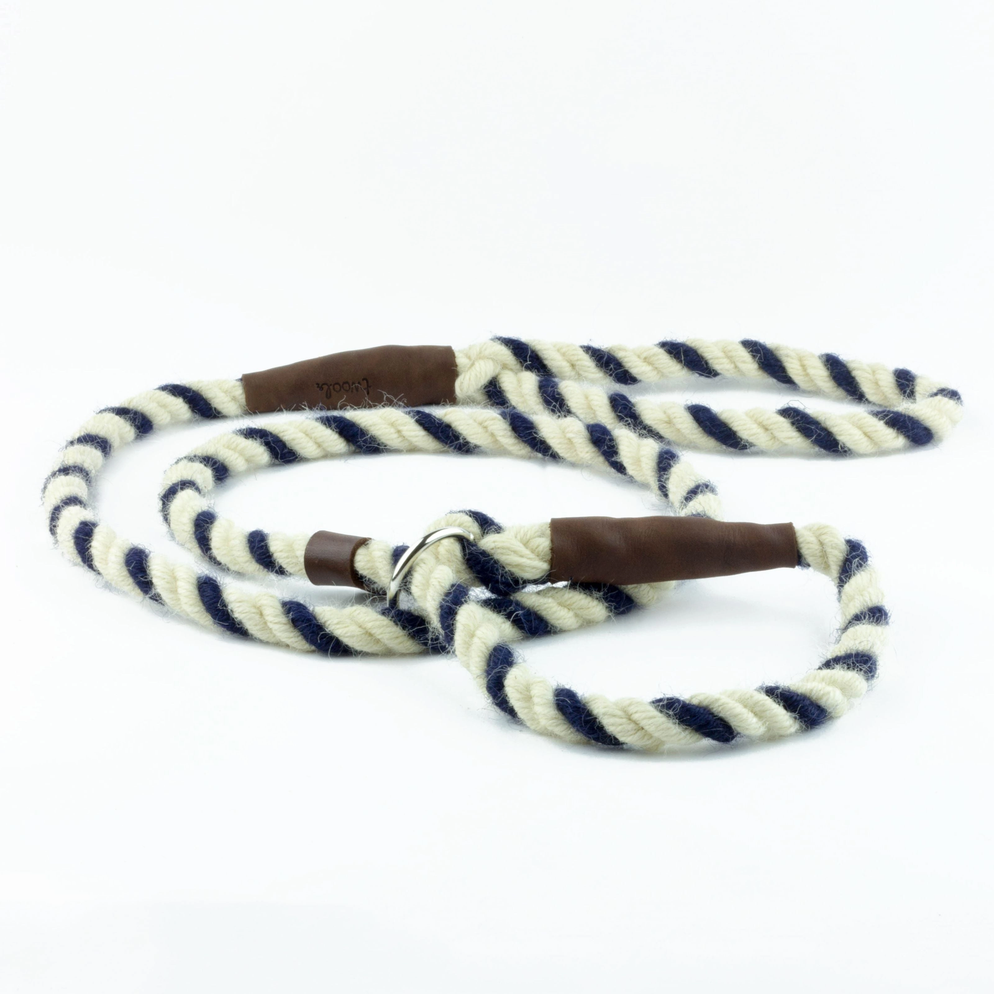 White and Blue 100% British Wool Dog Collar
