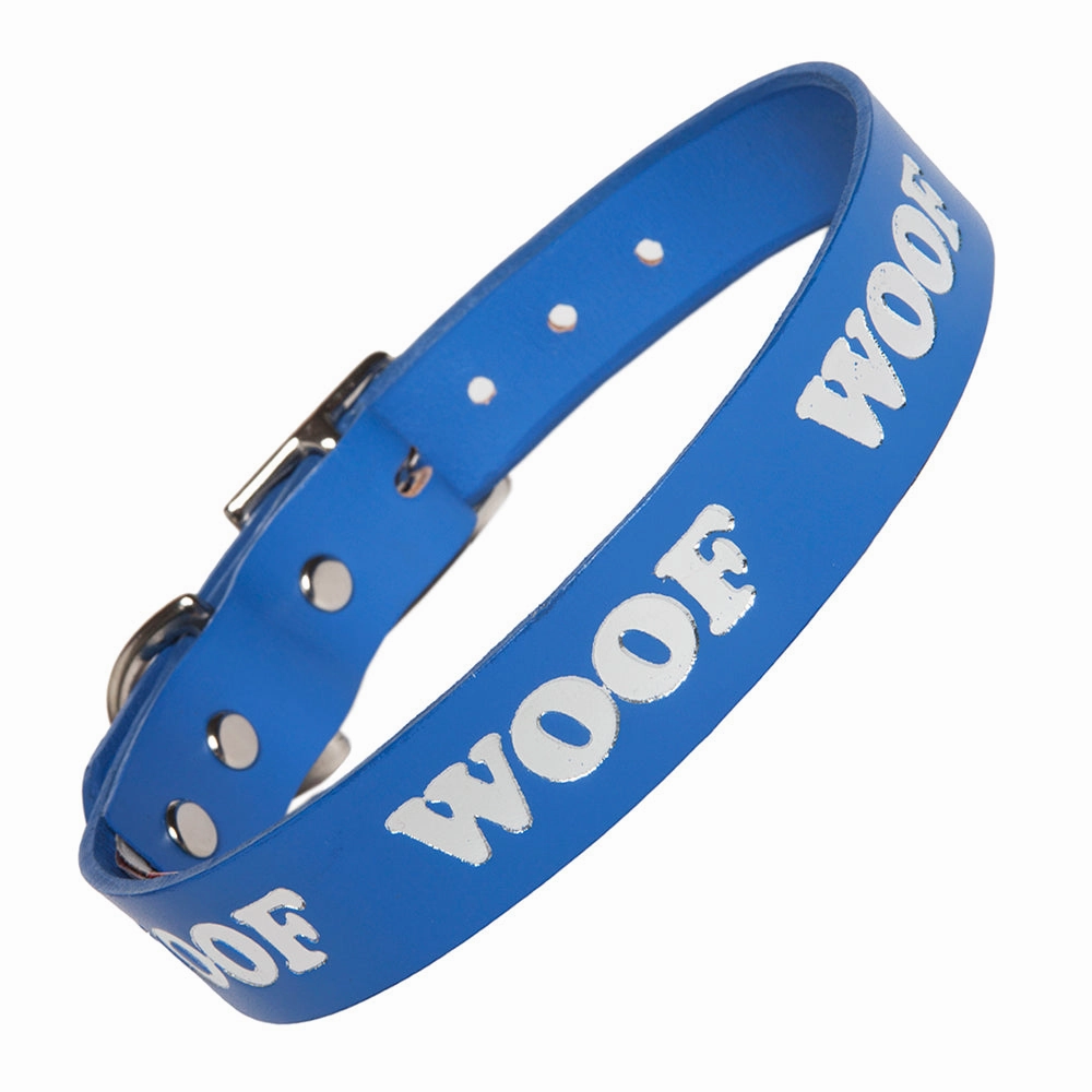 Woof Embossed Leather Dog Collars