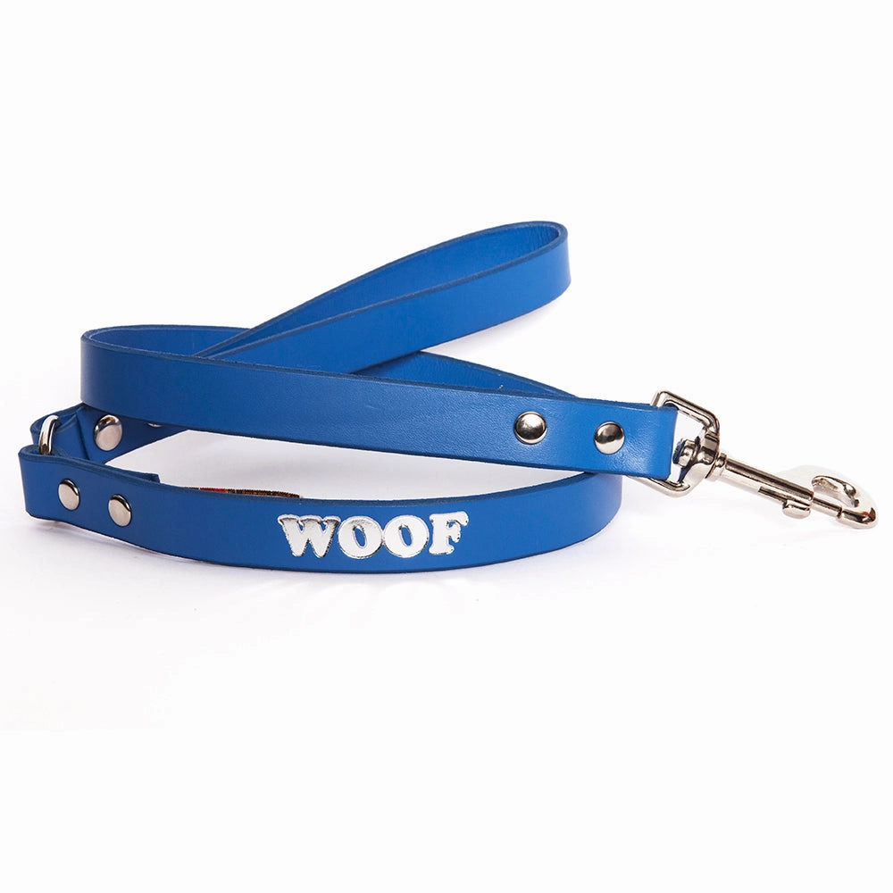 Woof Embossed Leather Dog Leads