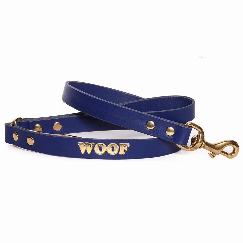 Woof Embossed Leather Dog Leads