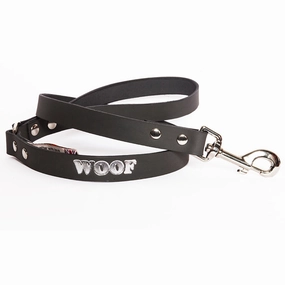 Woof Embossed Leather Dog Leads