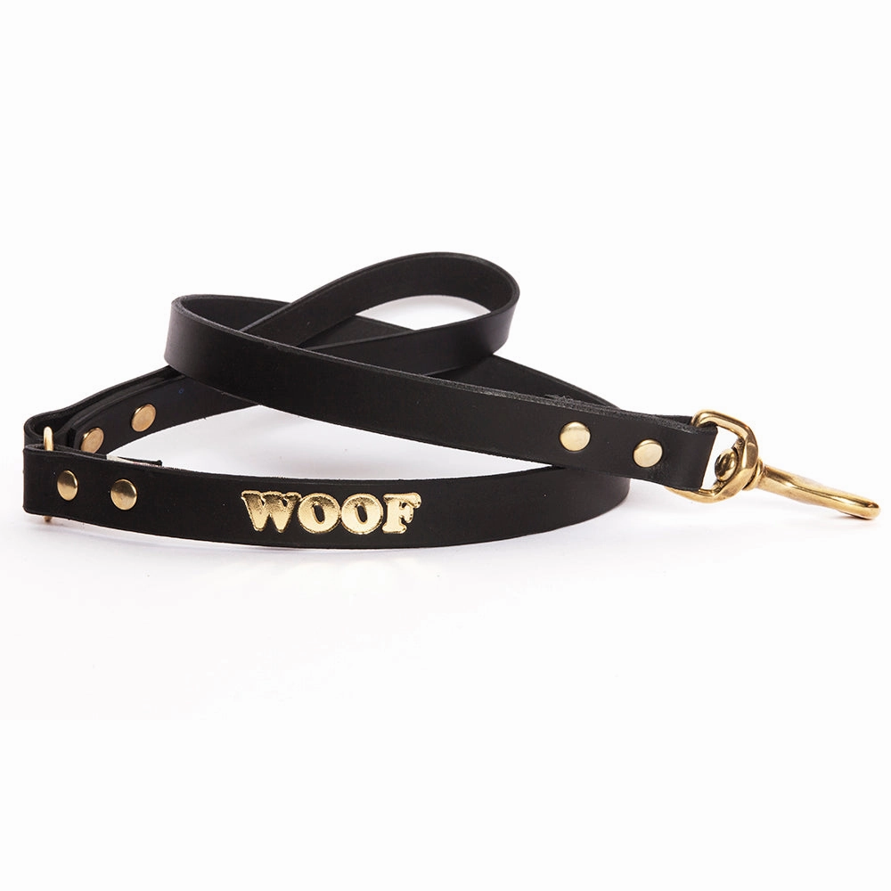 Woof Embossed Leather Dog Leads