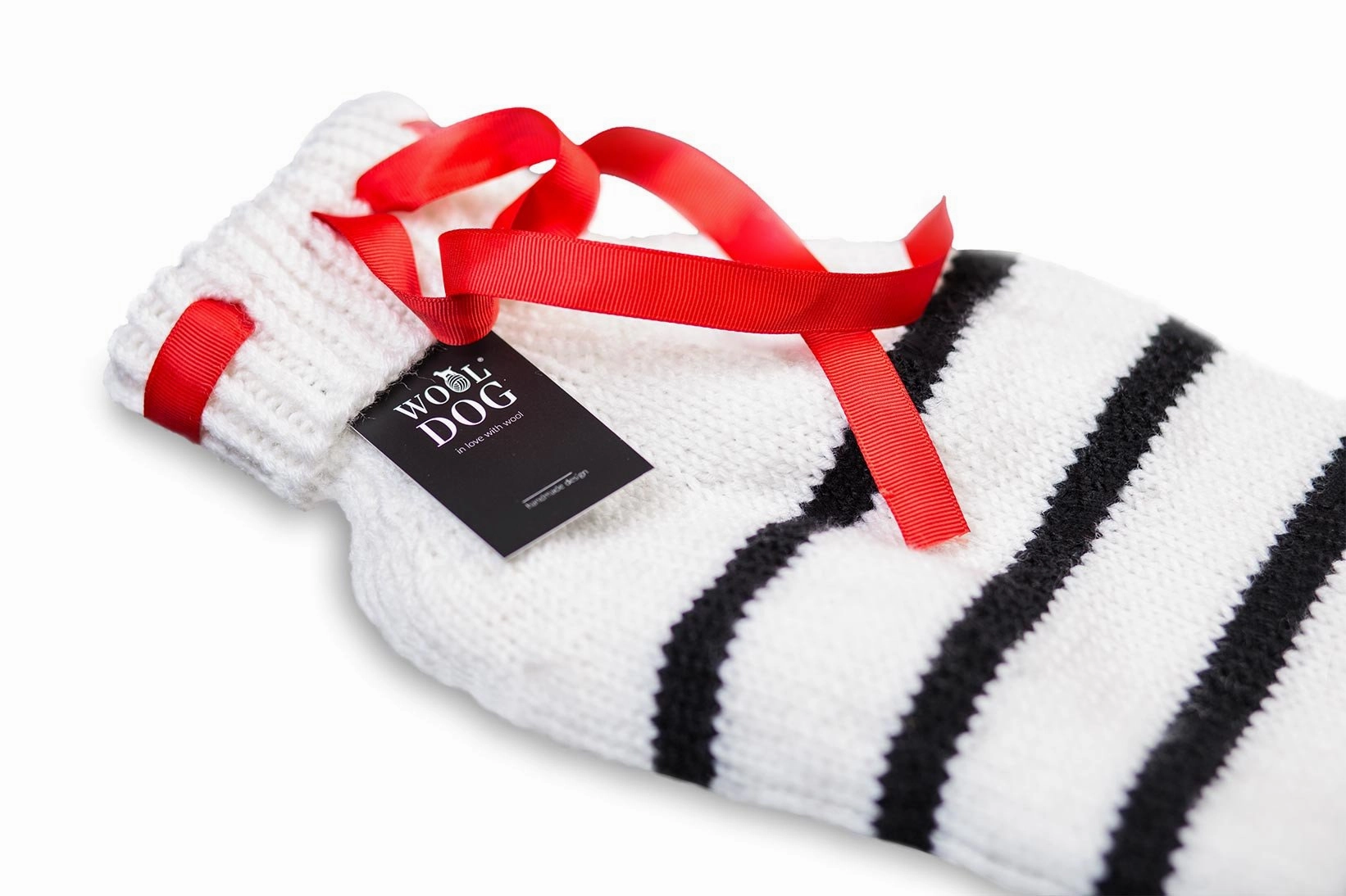 Wooldog Black & White Marine Stripe Hand-Knitted Dog Jumper