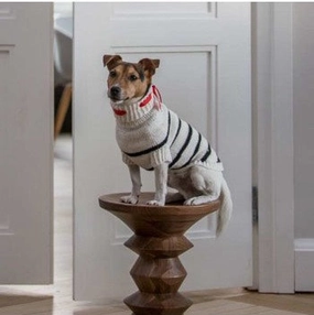 Wooldog Black & White Marine Stripe Hand-Knitted Dog Jumper