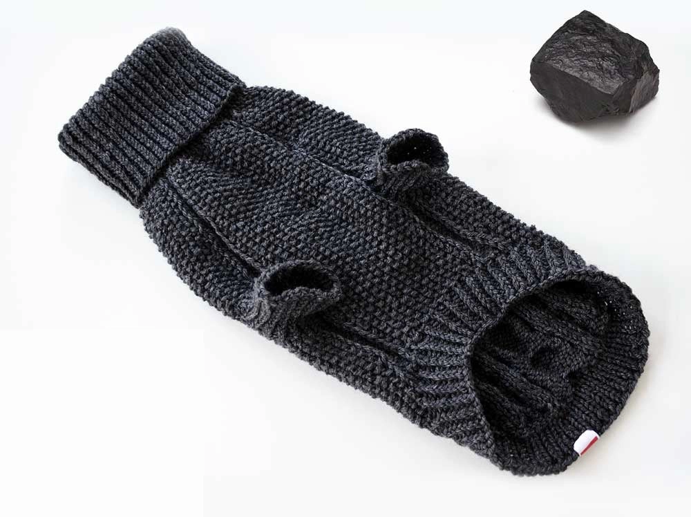 Wooldog Classic Dark Graphite Grey Hand-Knitted Dog Jumper