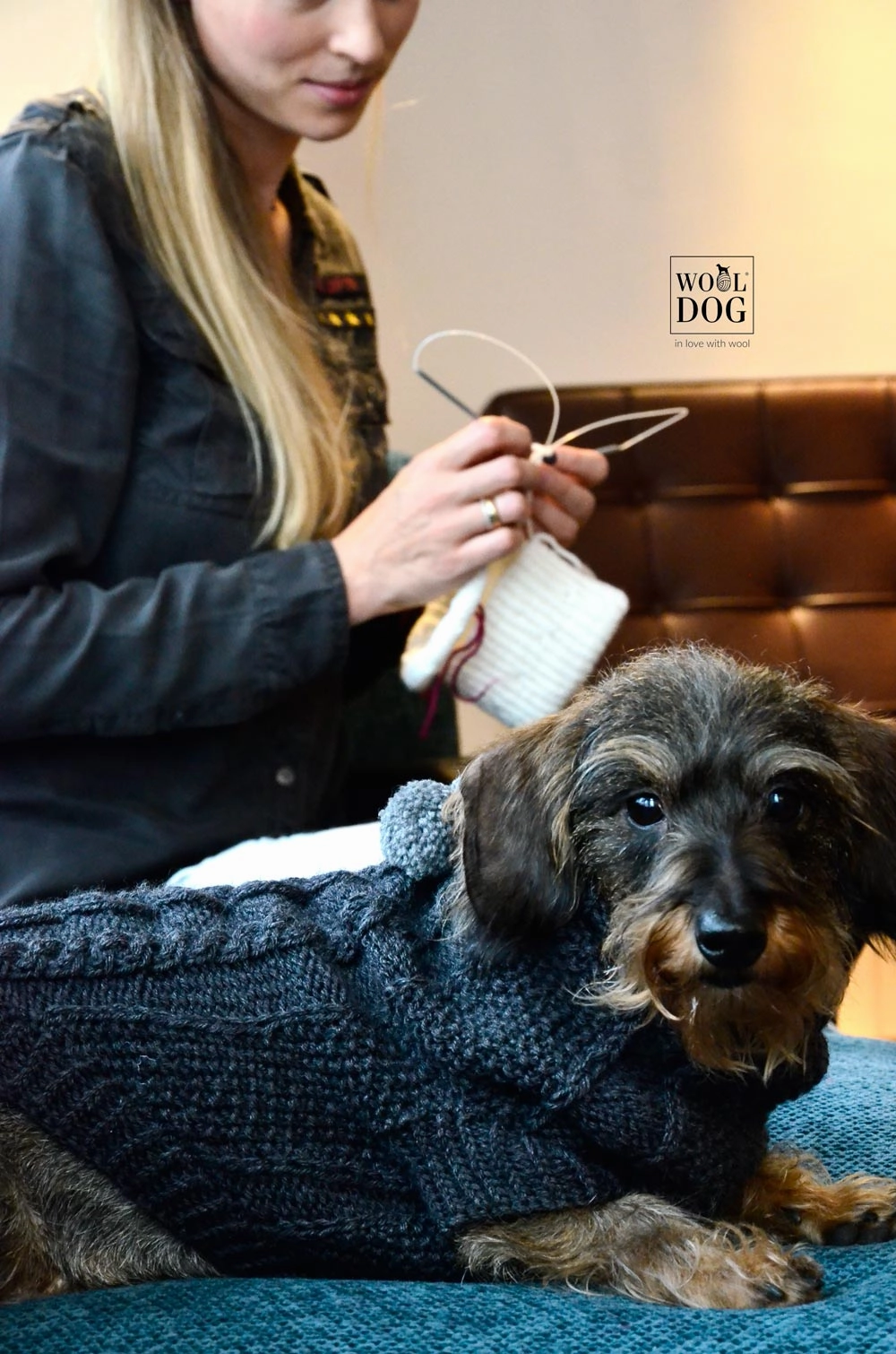 Wooldog Classic Dark Graphite Grey Hand-Knitted Dog Jumper