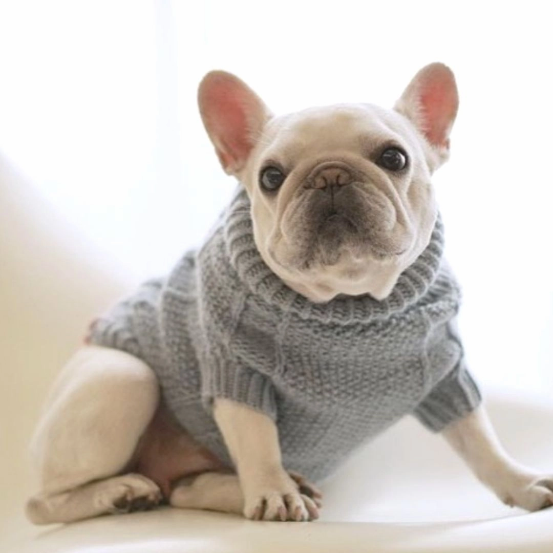 Wooldog Classic Light Graphite Grey Hand-Knitted Dog Jumper