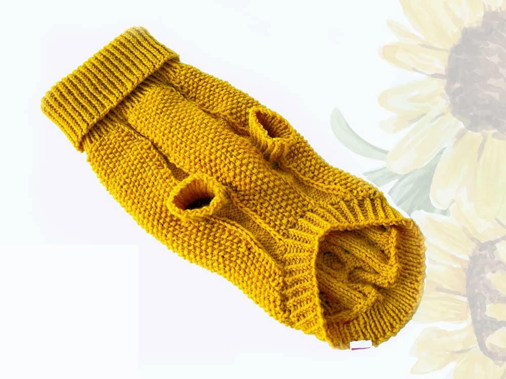 Wooldog Classic Sunflower Yellow Hand-Knitted Dog Jumper