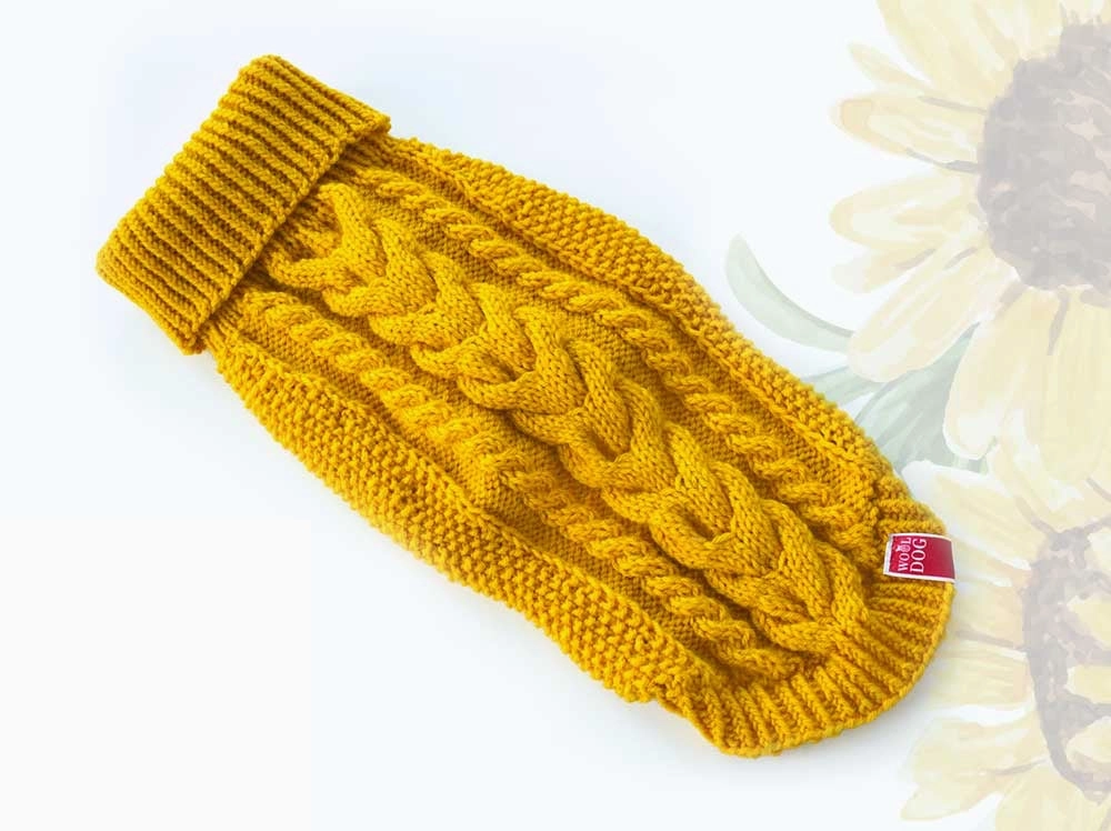 Wooldog Classic Sunflower Yellow Hand-Knitted Dog Jumper