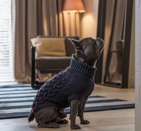 Wooldog Supreme 100% Merino Wool Deep Steel Hand-Knitted Dog Jumper