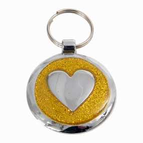 Yellow Gold Heart Small 20mm Designer Dog Tag Shimmer Range